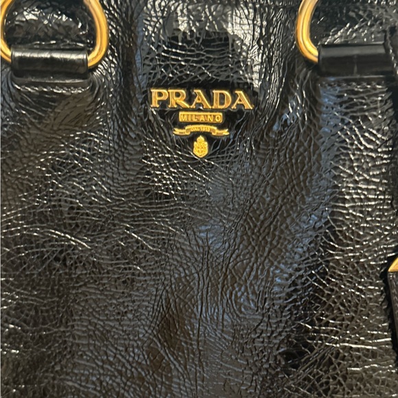 Prada Crinkle Leather Tote top Handle Bag - Picture 2 of 9